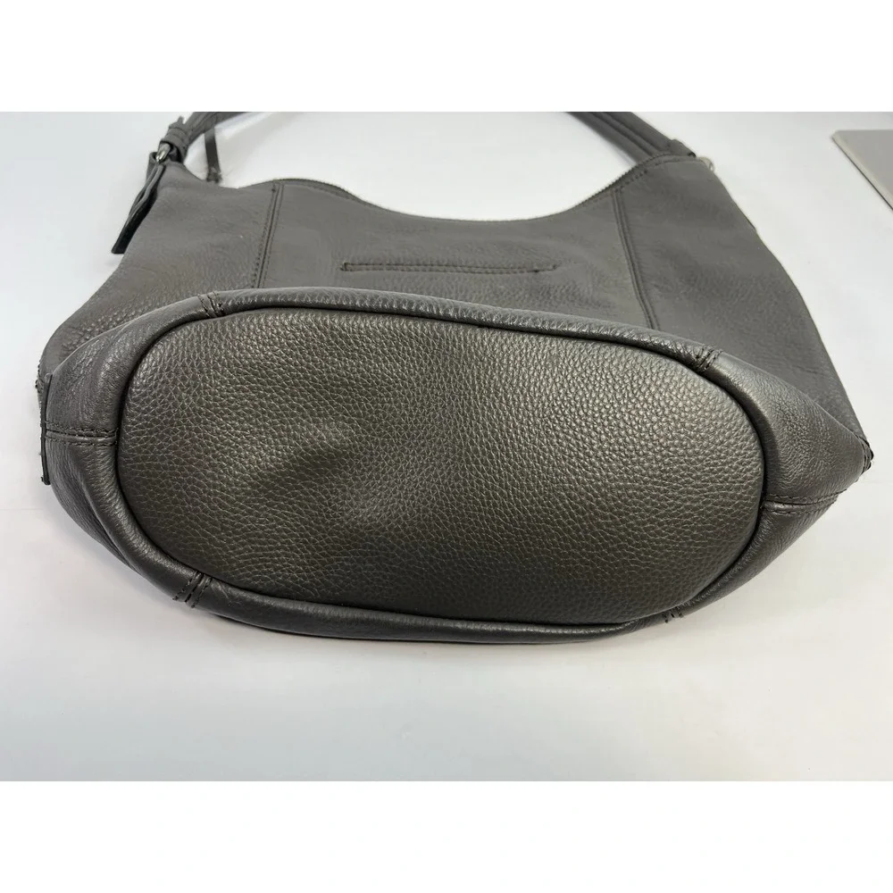 The Sak Sequoia Pebbled Leather Medium Hobo Shoulder Bag Gray Purse Tote